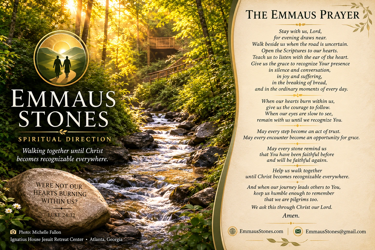 Emmaus Stones prayer card